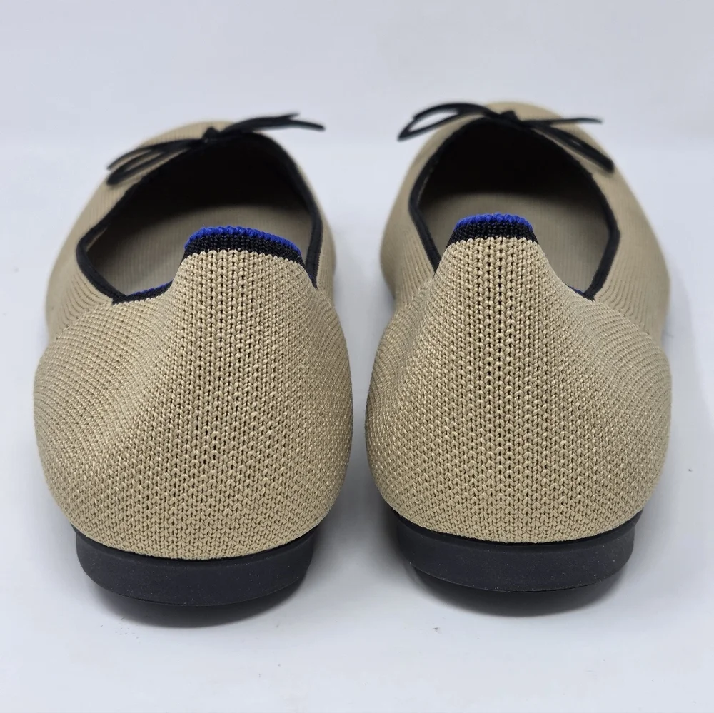 Rothy's Ballet Flat In Beige With Black Detailing